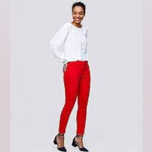 LOFT Marisa Red Skinny Cuffed Pants with Vibrant Stretch Fit- Size 4